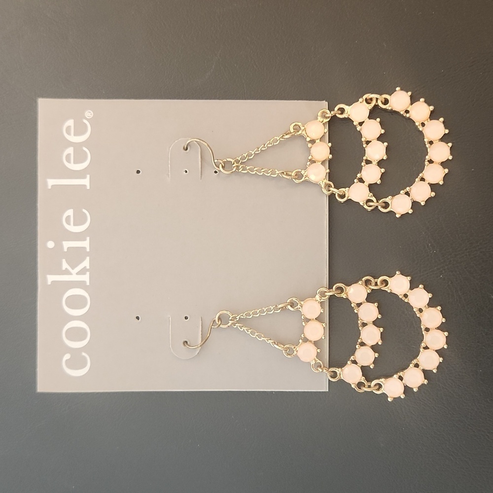 Cookie Lee Pink Crystals Goldtone Chandelier Drop Earrings